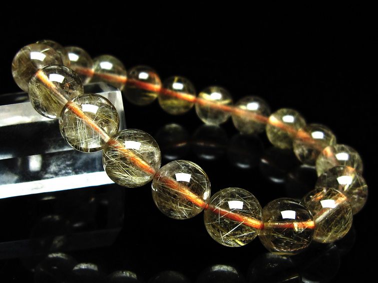 ルチルクォーツ ブレスレット 10mm タイチンルチルクォーツ タイチンルチル 一点物 メール便可 [M便 1/10] 111-48971 [sold out]