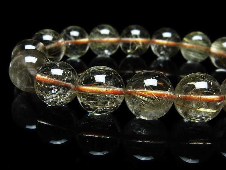 ルチルクォーツ ブレスレット 12mm タイチンルチルクォーツ タイチンルチル 一点物 メール便可 [M便 1/10] 111-48986 [sold out]