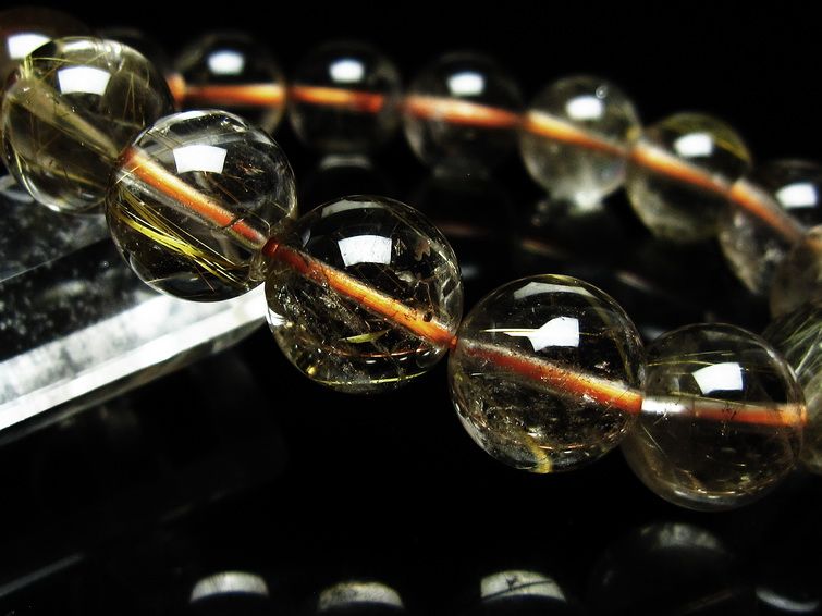 ルチルクォーツ ブレスレット 13mm タイチンルチルクォーツ タイチンルチル 一点物 メール便可 [M便 1/10] 111-48989