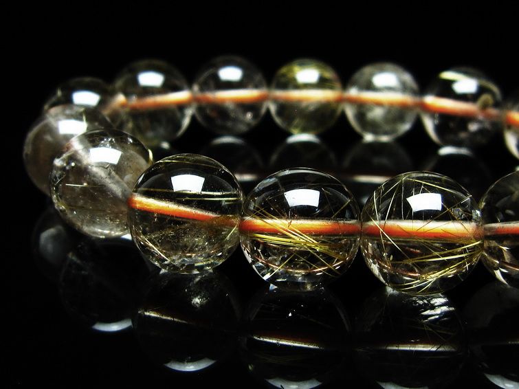 ルチルクォーツ ブレスレット 13mm タイチンルチルクォーツ タイチンルチル 一点物 メール便可 [M便 1/10] 111-48989