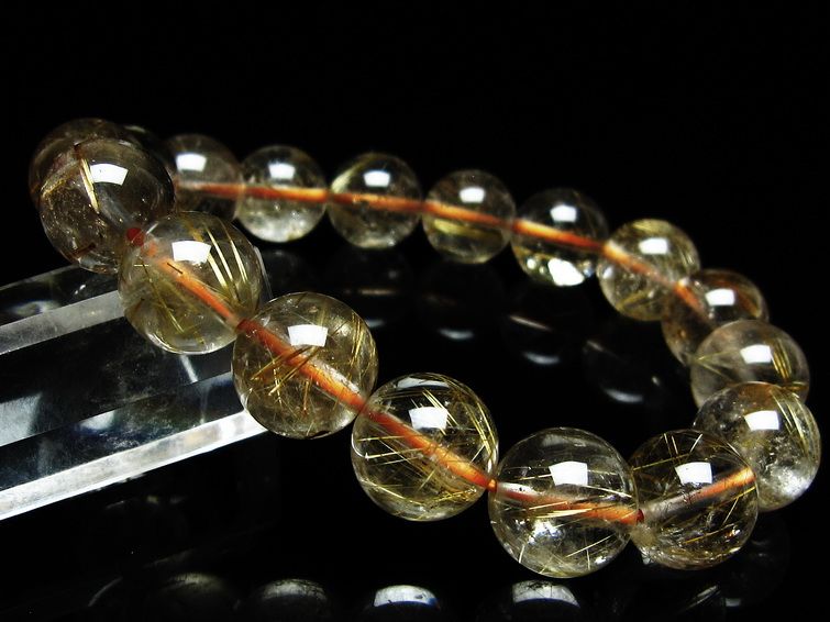 ルチルクォーツ ブレスレット 12mm タイチンルチルクォーツ タイチンルチル 一点物 メール便可 [M便 1/10] 111-48990 [sold out]