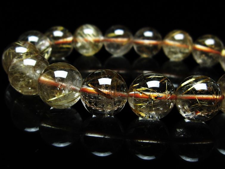 ルチルクォーツ ブレスレット 12mm タイチンルチルクォーツ タイチンルチル 一点物 メール便可 [M便 1/10] 111-48990 [sold out]