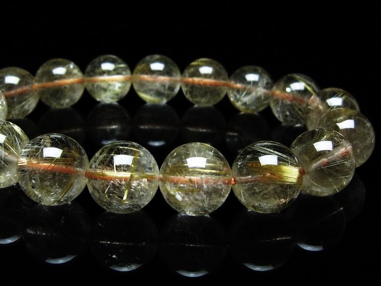 ルチルクォーツ ブレスレット 13mm タイチンルチルクォーツ タイチンルチル 一点物 メール便可 [M便 1/10] 111-48995