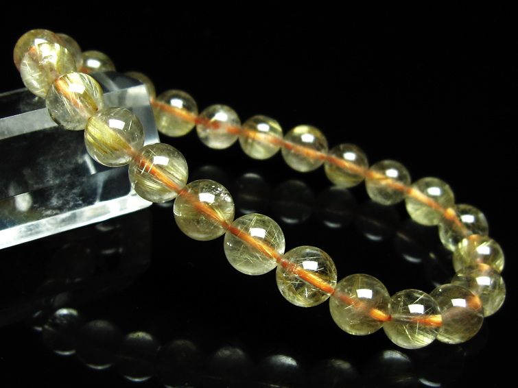 ルチルクォーツ ブレスレット 8mm タイチンルチルクォーツ タイチンルチル 一点物 メール便可 [M便 1/10] 111-49027 [sold out]