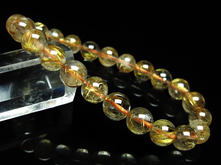 ルチルクォーツ ブレスレット 8mm タイチンルチルクォーツ タイチンルチル 一点物 メール便可 [M便 1/10] 111-49028 [sold out]