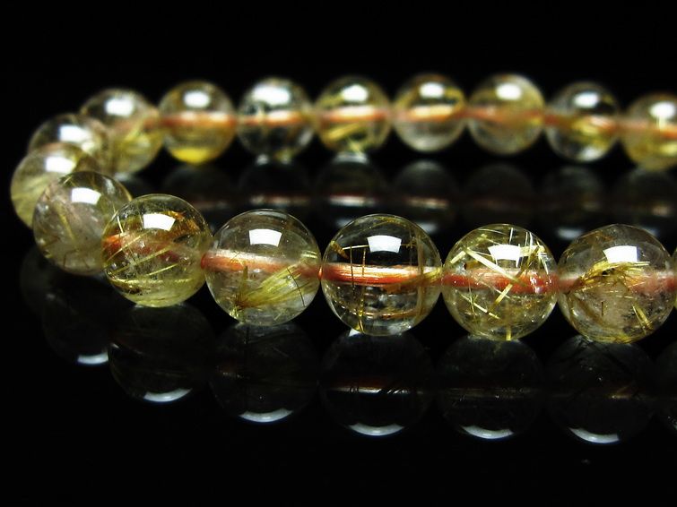 ルチルクォーツ ブレスレット 8mm タイチンルチルクォーツ タイチンルチル 一点物 メール便可 [M便 1/10] 111-49028 [sold out]