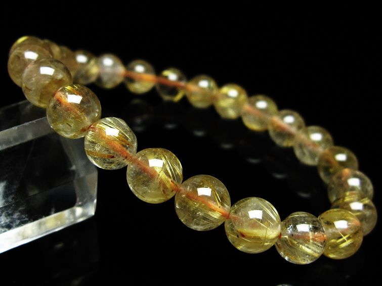 ルチルクォーツ ブレスレット 8mm タイチンルチルクォーツ タイチンルチル 一点物 メール便可 [M便 1/10] 111-49038 [sold out]