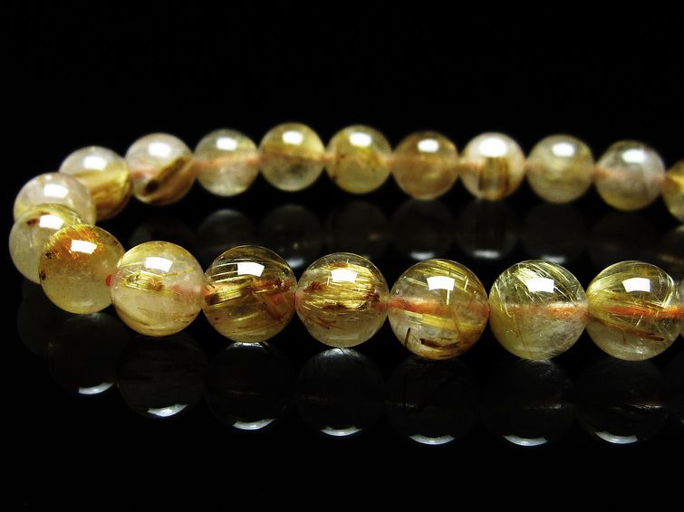 ルチルクォーツ ブレスレット 8mm タイチンルチルクォーツ タイチンルチル 一点物 メール便可 [M便 1/10] 111-49039 [sold out]