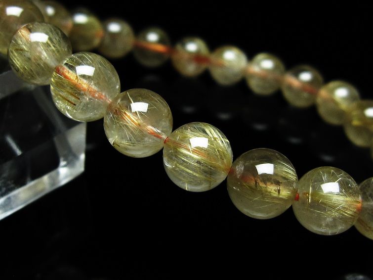 ルチルクォーツ ブレスレット 8mm タイチンルチルクォーツ タイチンルチル 一点物 メール便可 [M便 1/10] 111-49040 [sold out]