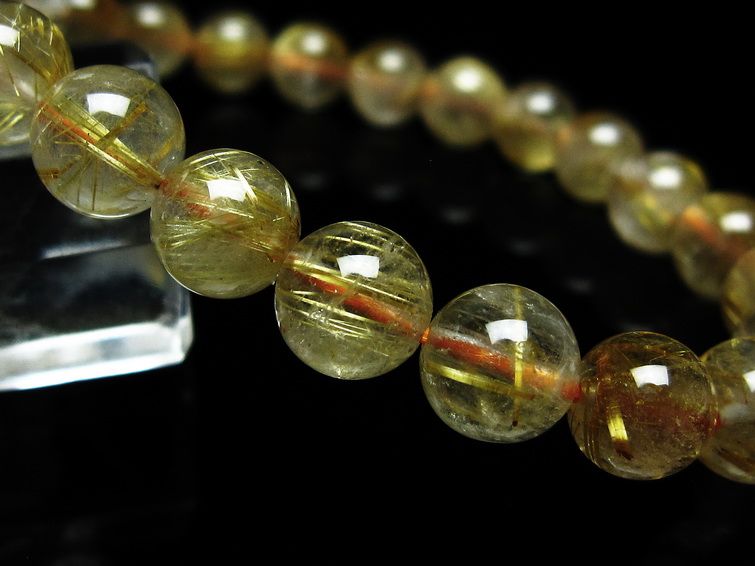 ルチルクォーツ ブレスレット 8mm タイチンルチルクォーツ タイチンルチル 一点物 メール便可 [M便 1/10] 111-49045 [sold out]