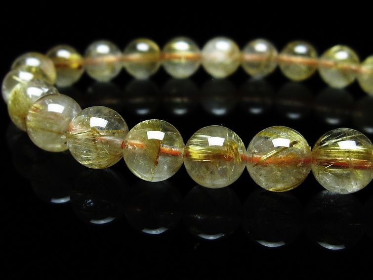 ルチルクォーツ ブレスレット 8mm タイチンルチルクォーツ タイチンルチル 一点物 メール便可 [M便 1/10] 111-49045 [sold out]