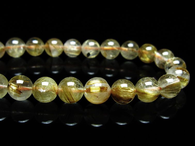 ルチルクォーツ ブレスレット 7mm タイチンルチルクォーツ タイチンルチル 一点物 メール便可 [M便 1/10] 111-49049 [sold out]