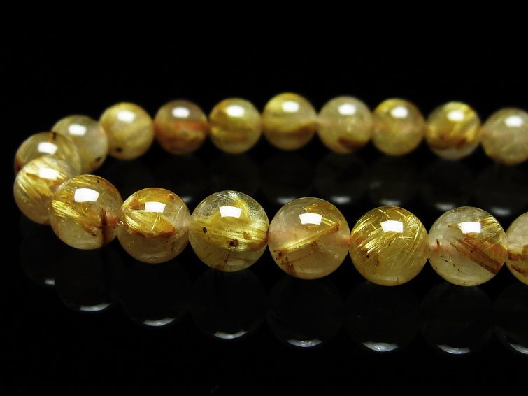 ルチルクォーツ ブレスレット 8mm タイチンルチルクォーツ タイチンルチル 一点物 メール便可 [M便 1/10] 111-49056 [sold out]