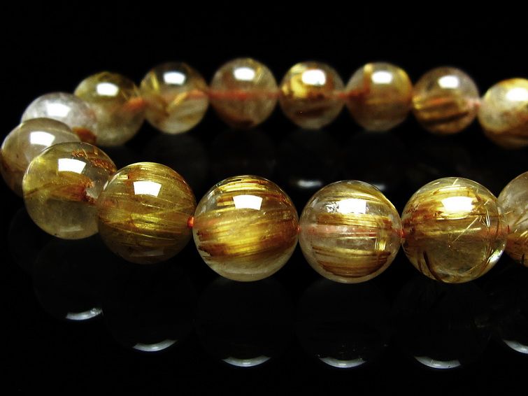 ルチルクォーツ ブレスレット 11mm タイチンルチルクォーツ タイチンルチル 一点物 メール便可 [M便 1/10] 111-49070 [sold out]
