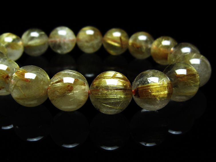 ルチルクォーツ ブレスレット 12mm タイチンルチルクォーツ タイチンルチル 一点物 メール便可 [M便 1/10] 111-49079 [sold out]
