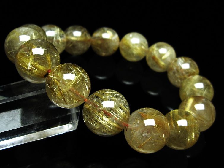 ルチルクォーツ ブレスレット 14mm タイチンルチルクォーツ タイチンルチル 一点物 メール便可 [M便 1/10] 111-49084 [sold out]