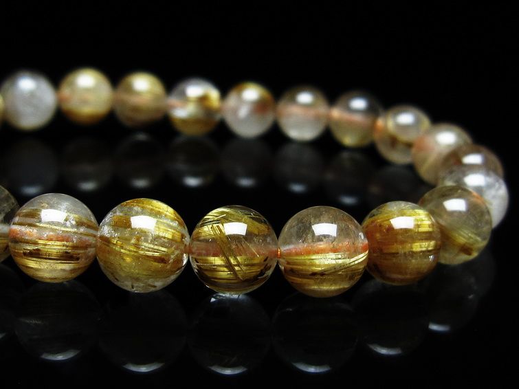 ルチルクォーツ ブレスレット 8mm タイチンルチルクォーツ タイチンルチル 一点物 メール便可 [M便 1/10] 111-49111 [sold out]