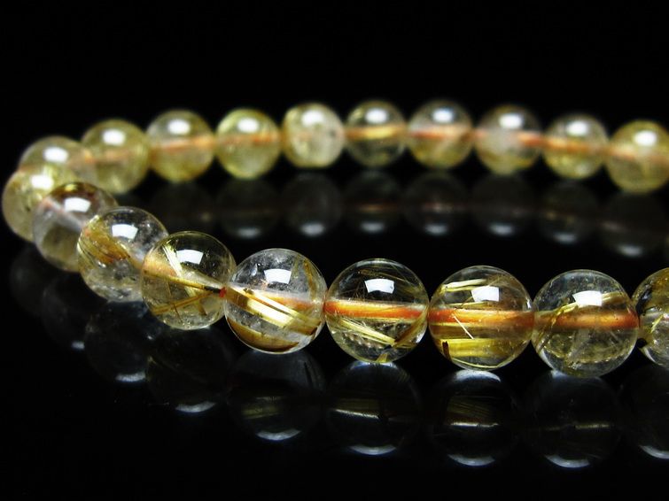 ルチルクォーツ ブレスレット 7mm タイチンルチルクォーツ タイチンルチル 一点物 メール便可 [M便 1/10] 111-49122