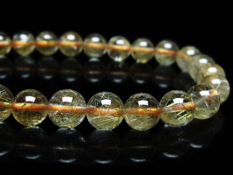 ルチルクォーツ　7mm 6本セット ルチルクォーツ ブレスレット 7mm タイチンルチルクォーツ