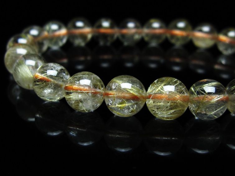 ルチルクォーツ ブレスレット 8mm タイチンルチルクォーツ タイチンルチル 一点物 メール便可 [M便 1/10] 111-49129 [sold out]