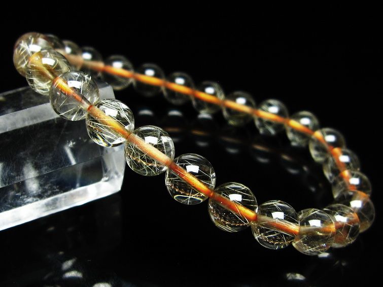 ルチルクォーツ ブレスレット 7mm タイチンルチルクォーツ タイチンルチル 一点物 メール便可 [M便 1/10] 111-49138