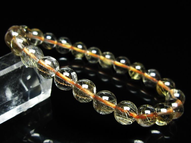 ルチルクォーツ ブレスレット 8mm タイチンルチルクォーツ タイチンルチル 一点物 メール便可 [M便 1/10] 111-49139
