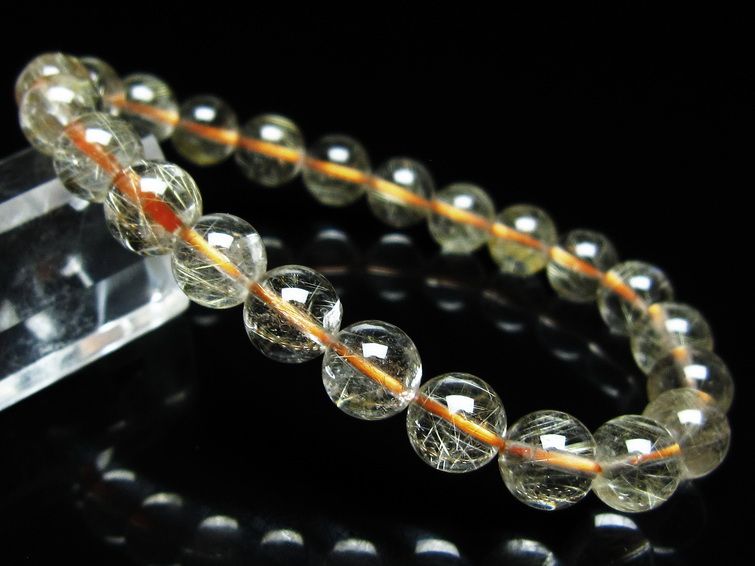 ルチルクォーツ ブレスレット 8mm タイチンルチルクォーツ タイチンルチル 一点物 メール便可 [M便 1/10] 111-49140