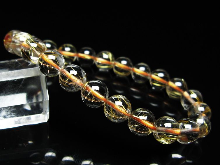 ルチルクォーツ ブレスレット 8mm タイチンルチル ブレスレット メール便可 [M便 1/10] 111-49144