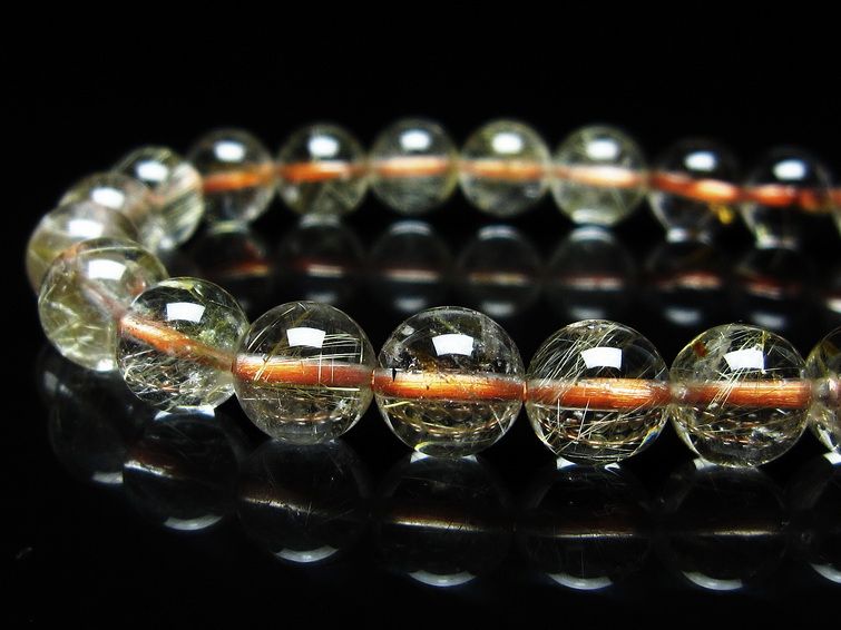 ルチルクォーツ ブレスレット 8mm タイチンルチル ブレスレット メール便可 [M便 1/10] 111-49145