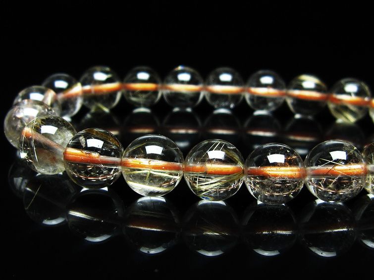 ルチルクォーツ ブレスレット 9mm タイチンルチル ブレスレット メール便可 [M便 1/10] 111-49148