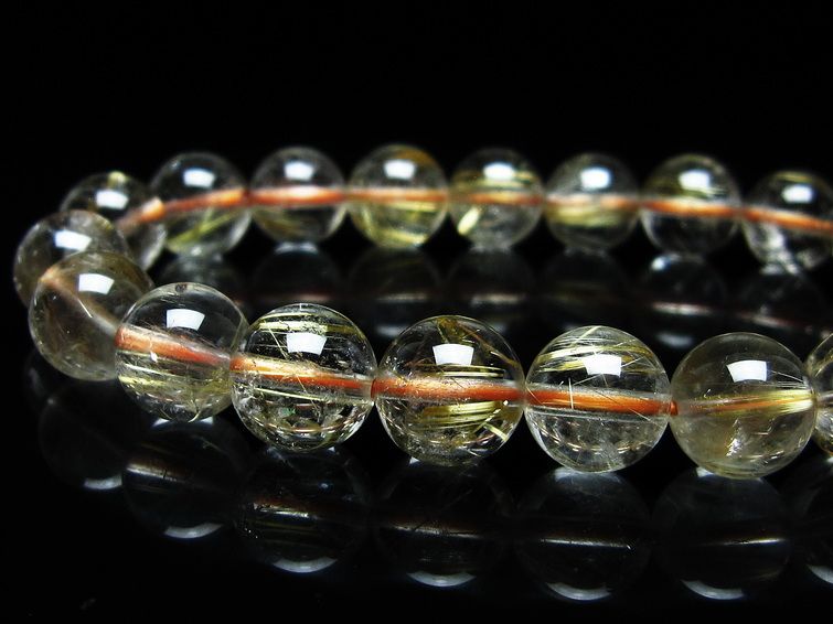 ルチルクォーツ ブレスレット 10mm タイチンルチル ブレスレット メール便可 [M便 1/10] 111-49155 [sold out]