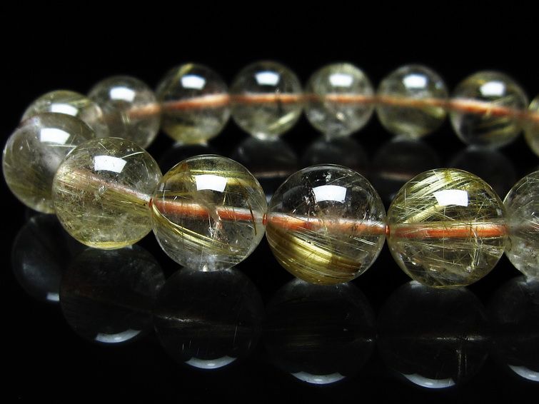 ルチルクォーツ ブレスレット 12mm タイチンルチル ブレスレット メール便可 [M便 1/10] 111-49170 [sold out]