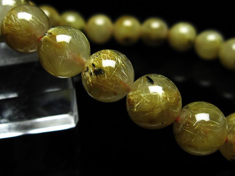 ルチルクォーツ ブレスレット 9mm タイチンルチル ブレスレット メール