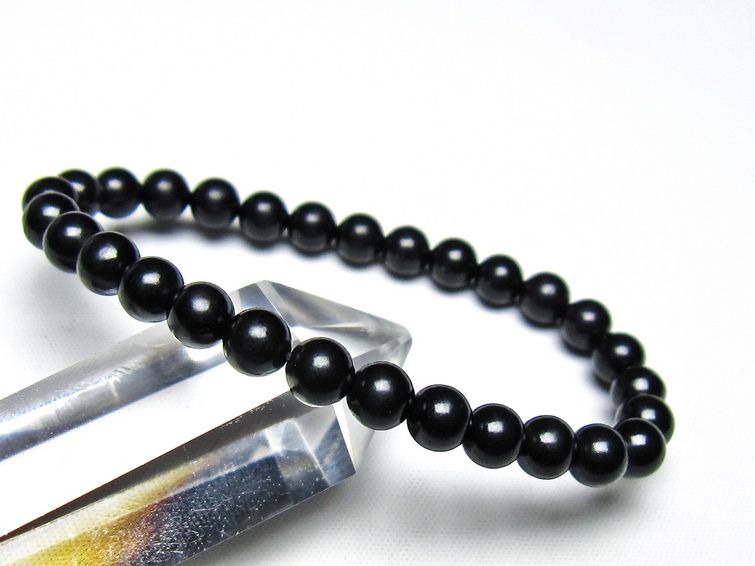 シュンガイト ブレスレット 6mm 一点物 メール便可 111-49619