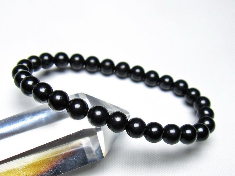シュンガイト ブレスレット 6mm 一点物 メール便可 111-49621