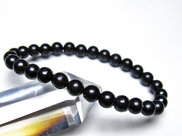 シュンガイト ブレスレット 6mm 一点物 メール便可 111-49623