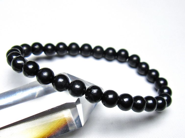 シュンガイト ブレスレット 6mm 一点物 メール便可 111-49624