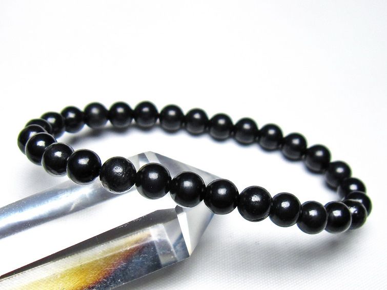 シュンガイト ブレスレット 6mm 一点物 メール便可 111-49625
