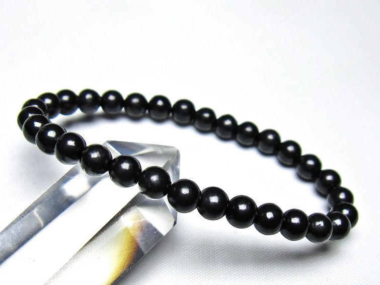 シュンガイト ブレスレット 6mm 一点物 メール便可 111-49626
