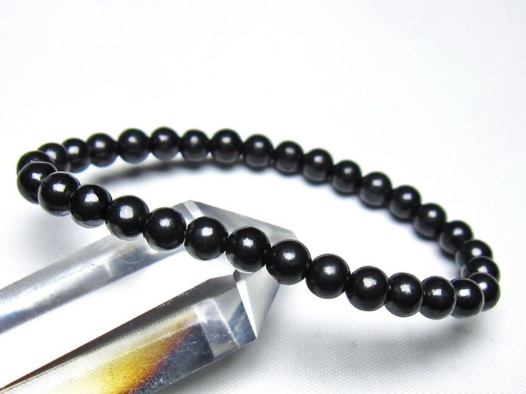 シュンガイト ブレスレット 6mm 一点物 メール便可 111-49628 【sold out】