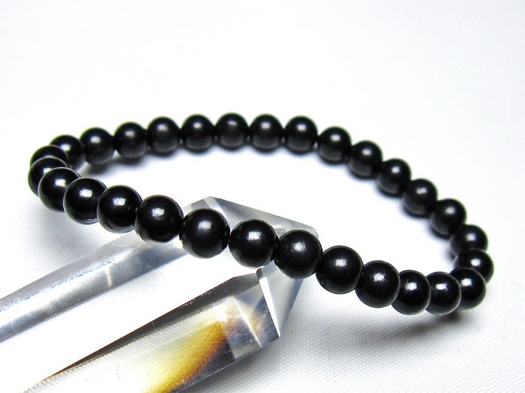 シュンガイト ブレスレット 6mm 一点物 メール便可 111-49630