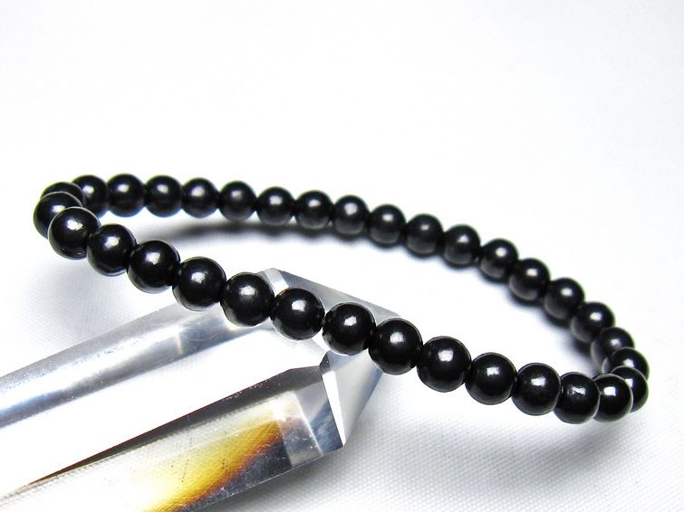 シュンガイト ブレスレット 6mm 一点物 メール便可 111-49632 【sold out】