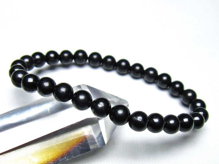 シュンガイト ブレスレット 6mm 一点物 メール便可 111-49636