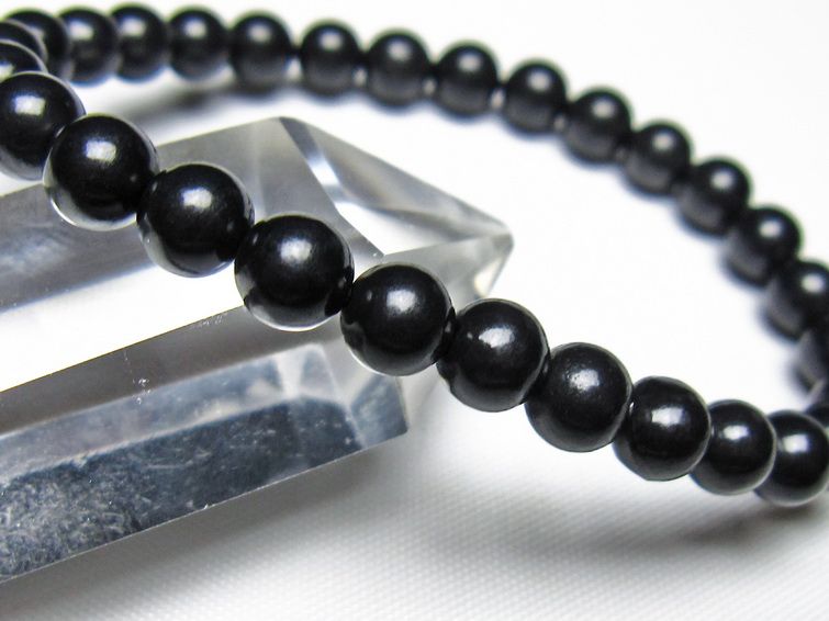 シュンガイト ブレスレット 6mm 一点物 メール便可 111-49638 【sold out】