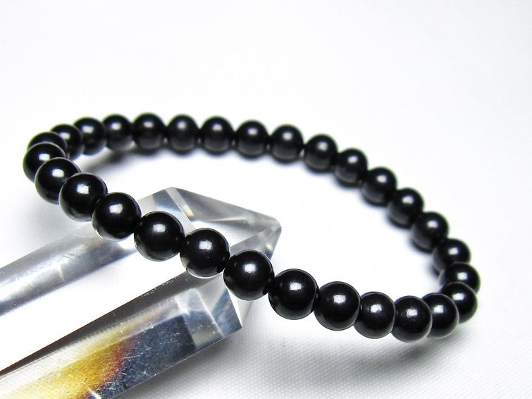 シュンガイト ブレスレット 6mm 一点物 メール便可 111-49640