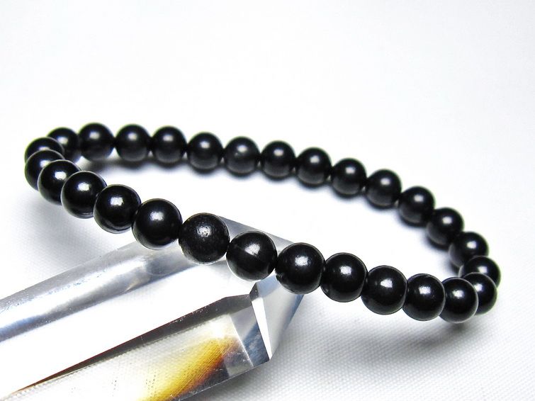 シュンガイト ブレスレット 6mm 一点物 メール便可 111-49641