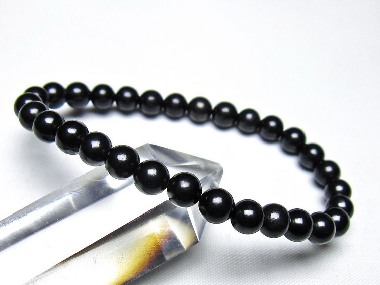 シュンガイト ブレスレット 6mm 一点物 メール便可 111-49642