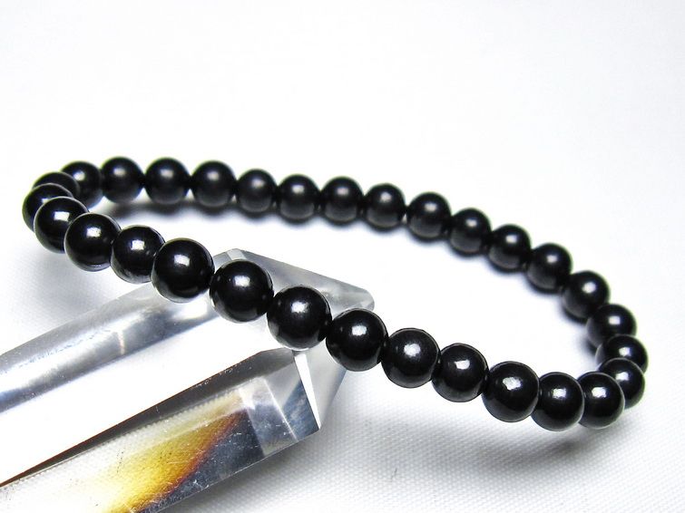 シュンガイト ブレスレット 6mm 一点物 メール便可 111-49644
