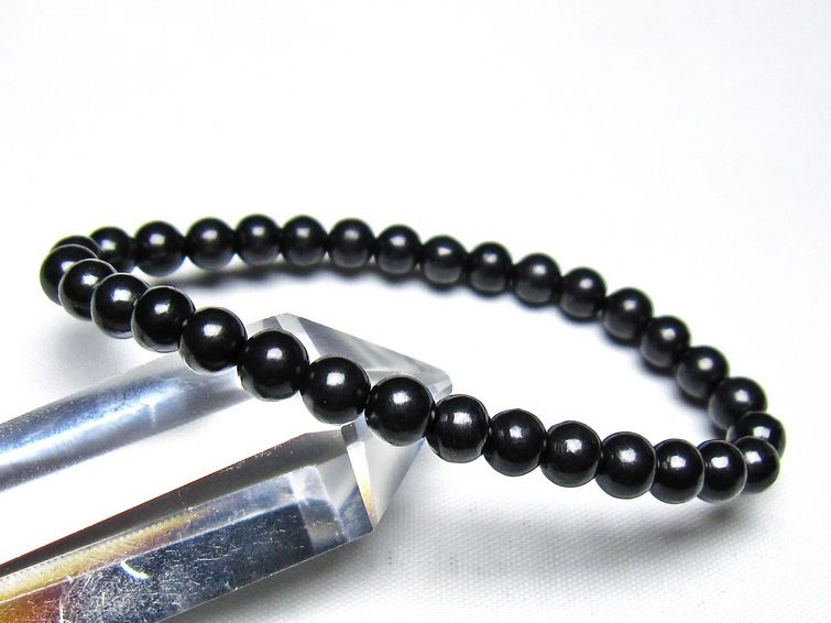 シュンガイト ブレスレット 6mm 一点物 メール便可 111-49648