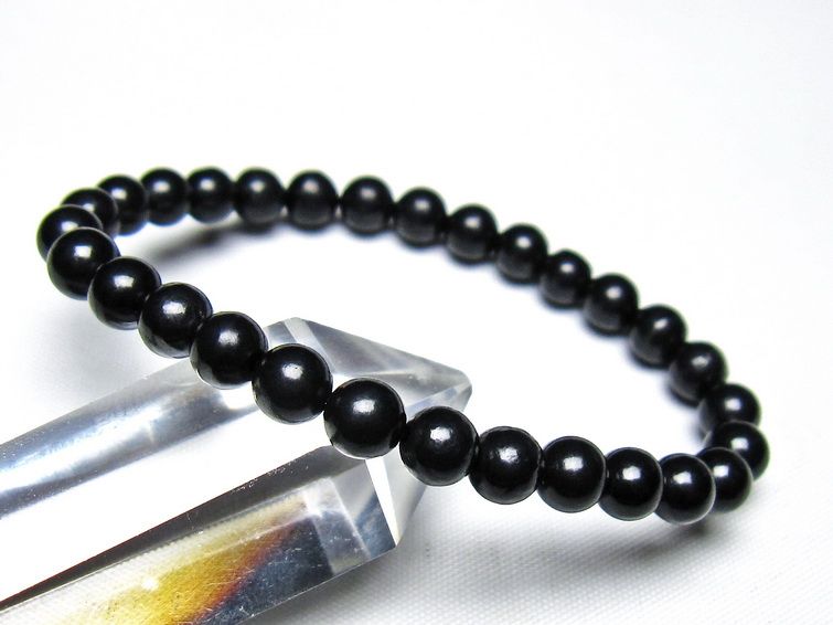 シュンガイト ブレスレット 6mm 一点物 メール便可 111-49649